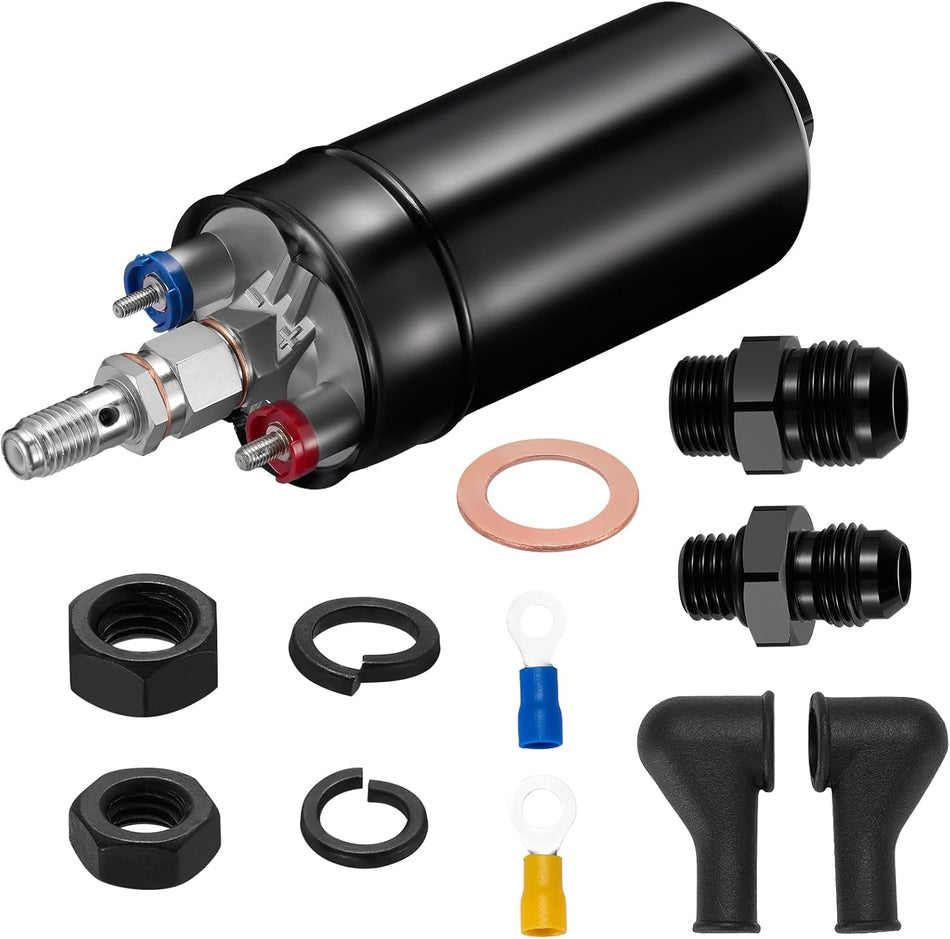 BDFHYK External Inline Fuel Pump Electric 300LPH High Flow 12V Aluminum Fuel Pump, 6AN / 10AN Universal for Gas/Diesel / E85