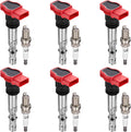 BDFHYK Ignition Coil UF483 and Iridium Spark Plug 7092 Fits For Audi A4/A6 Quattro 2002-2004, 3.0L L6,Sets of 6