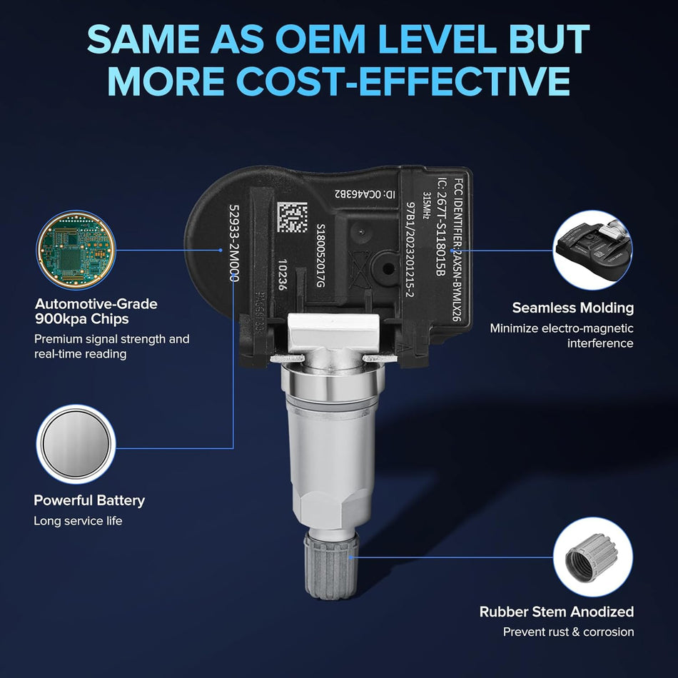 BDFHYK 315MHz TPMS Sensor for Hyundai and Kia - OE529332M000 529332M550 52933A5000 4250B975 4250D585