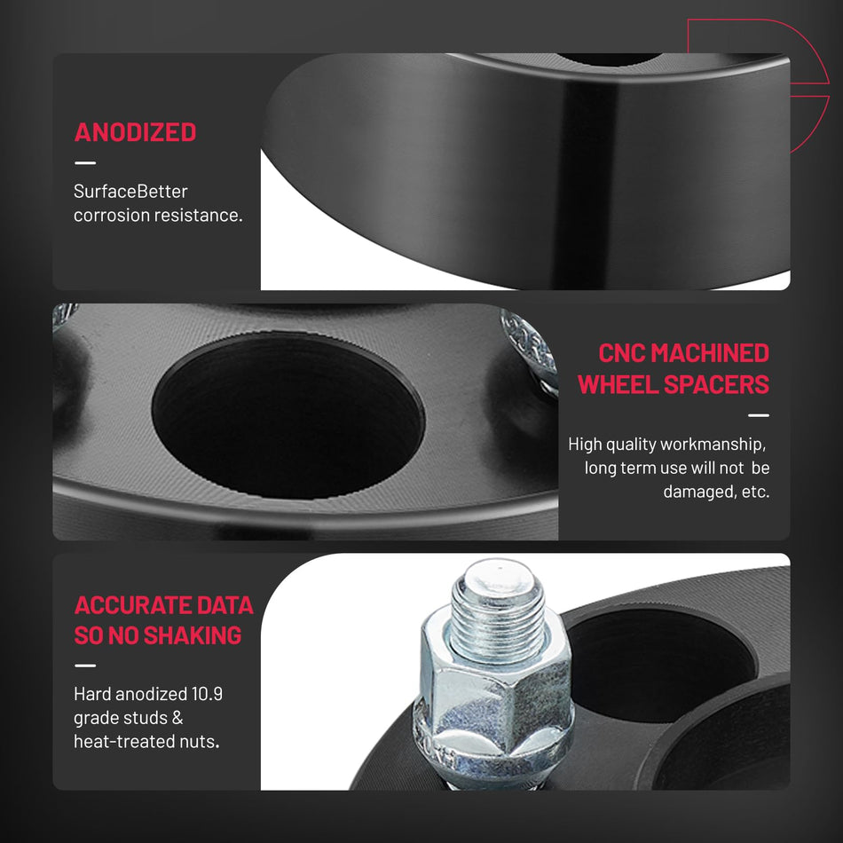 BDFHYK 5x4.5 Wheel Spacers 1 inch(25m) Spacers 5x114.3 Thread Pitch 1/2-20 Stud & 70.5 mm Center Bore, Compatible with Lincoln Town Car Mark, Mustang Edge Crown Victoria Ranger Explorer, Set of 4