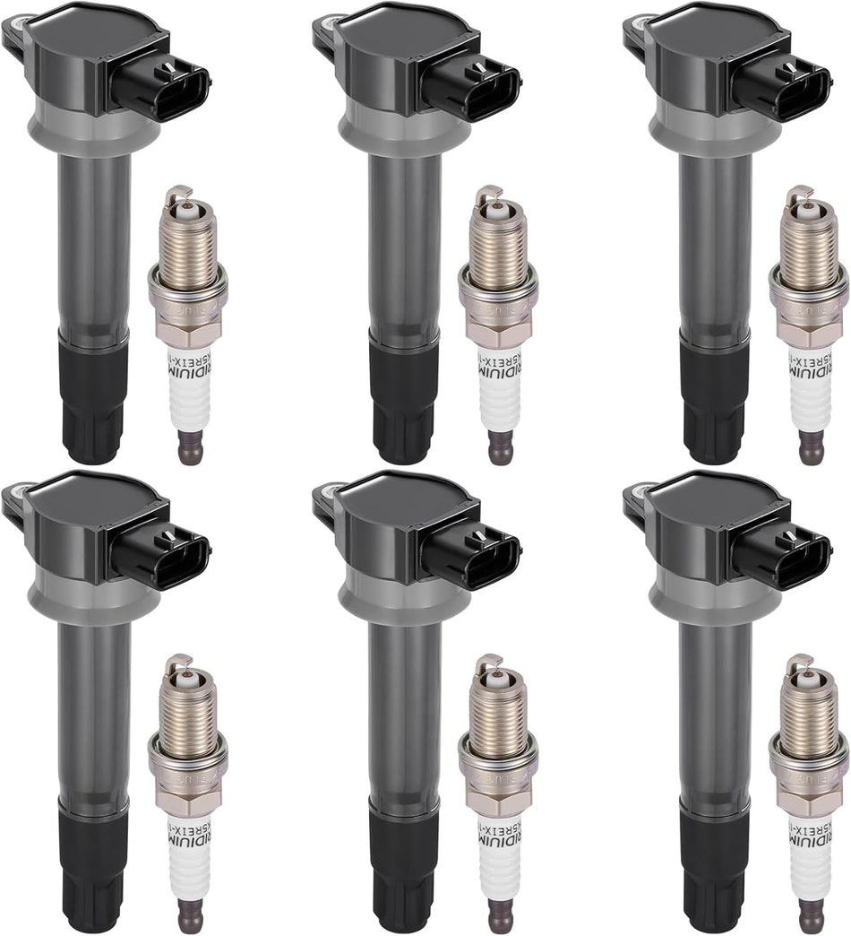 BDFHYK 6 Ignition Coil Pack UF643 and 6 Iridium Spark Plug 7092 Compatible with Mitsubishi 2010-2011 Endeavor, 2009 Galant 3.8L V6 Coil for 1832A031 UF643