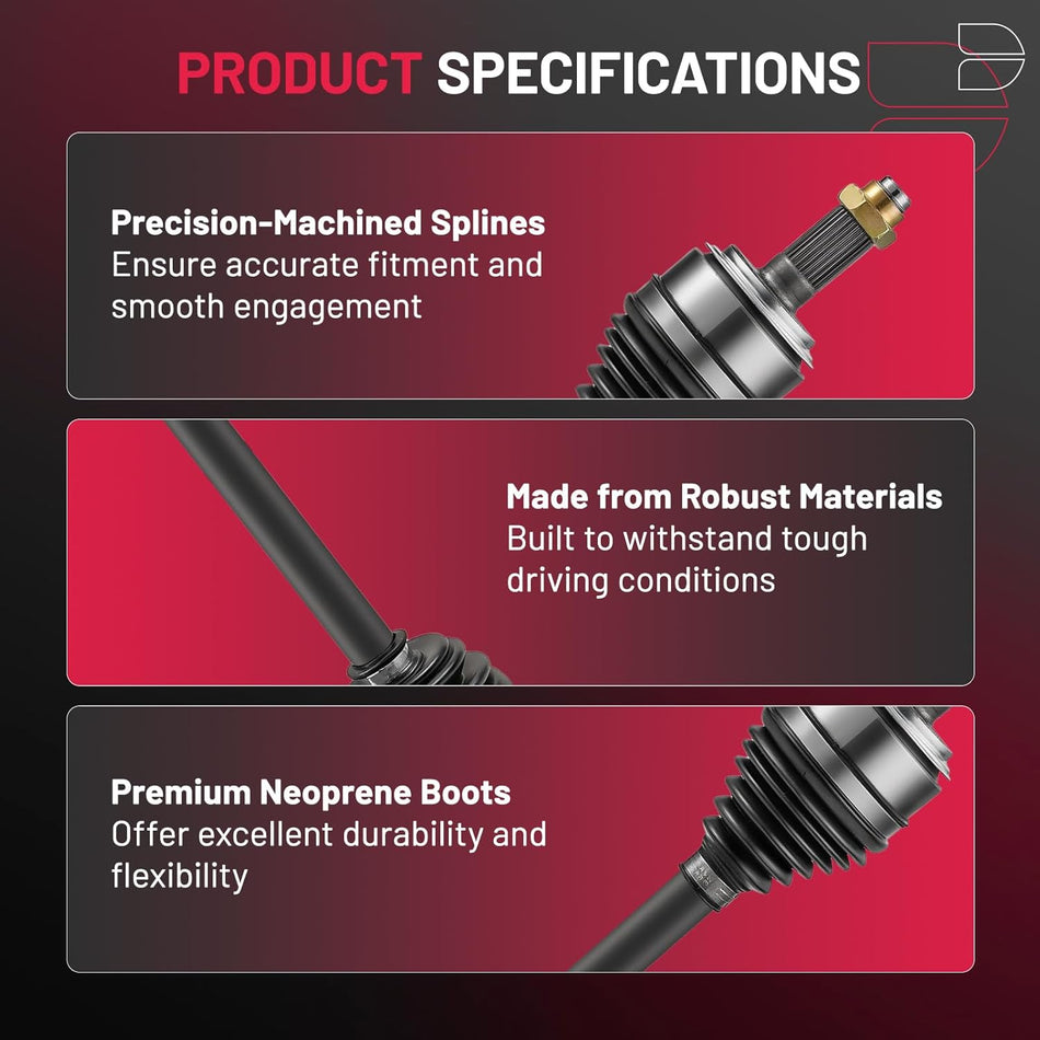 BDFHYK 2PCS NCV36125 NCV36126 CV Axle Shaft Assembly Front Left+Right Compatible with Compatible with Acura TL 2004-2006; Compatible with Honda Accord 2003-2007