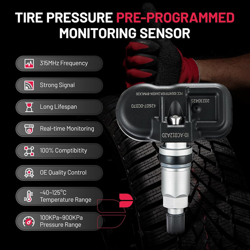 BDFHYK Upgraded 315MHz TPMS Sensor – Toyota Sequoia 2008-2017, Tundra 2007-2017, Sienna 2007-2020