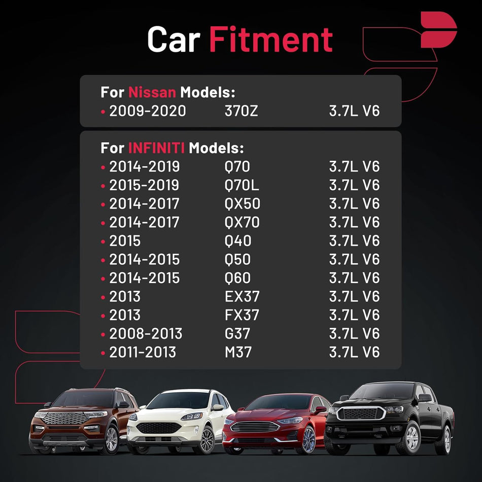 BDFHYK 90174 Double Iridium Spark Plugs Compatible with INFINITI EX37 G37 M37 Q40 Q50 Q60 Q70 Q70L QX50 QX70,Compatible with Nissan 370Z 3.7L V6 Replacement for DF8H11B Set of 6