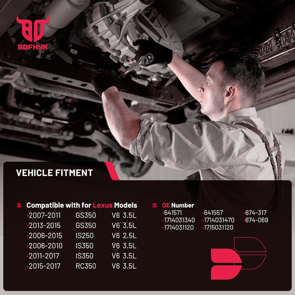 BDFHYK 2-PC Left and Right Exhaust Manifold Catalytic Converter with Gasket Kit Compatible with Lexus GS350 07-11, IS250 06-15, IS350 06-17, RC350 15-17, V6 2.5L 3.5L, EPA Compliant, Replace 641571