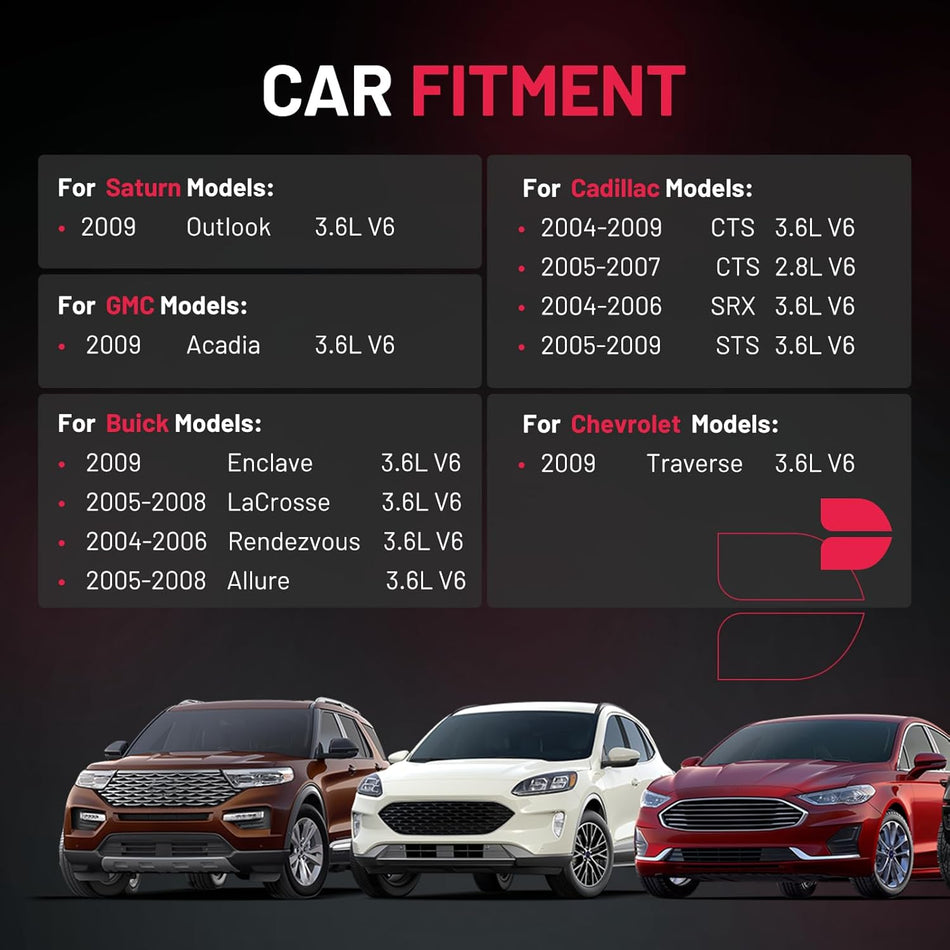 BDFHYK Ignition Coil Pack UF375 and Iridium Spark Plugs 6509 Compatible with Buick Allure Enclave LaCrosse Rendezvous Cadillac CTS SRX Chevy Traverse GMC Acadia Saturn Outlook 2.8L 3.6L V6, Sets of 4