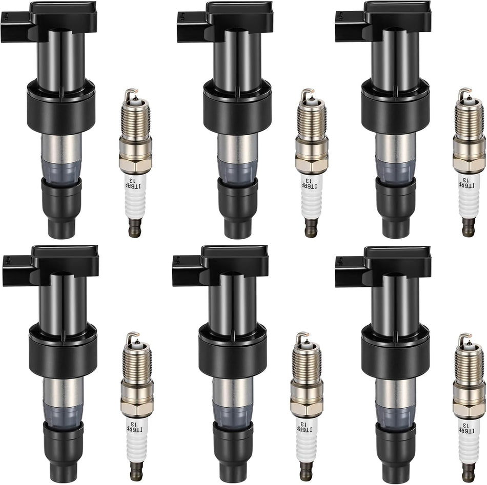 BDFHYK Ignition Coil Pack UF435 and Iridium Spark Plugs SP479 Compatible with Jaguar 2003-2008 S-Type 2001-2008 X-Type 2001-2005 X-Type 2.5L 3.0L V6 UF435T GN10327 C2S11480,Set of 6