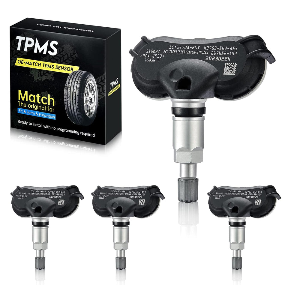 BDFHYK Pre-Programmed TPMS Sensor 315 MHz Tire Pressure Monitoring Sensor Compatible with Acura RL, Compatible with Honda Odyssey Ridgeline 2008-2014, Replaces# 06421-S3V-A04, 42753-SHJ-A53