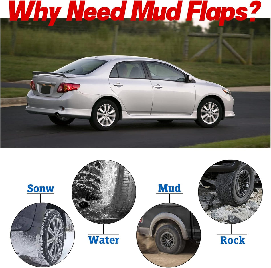 Mud Flaps for Toyota Corolla 2009–2013 Sedan, Front & Rear 4PCS