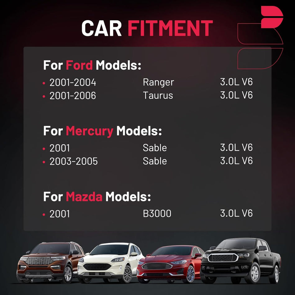 BDFHYK 1 Ignition Coil Pack DG485 and 6 Iridium Spark Plug 3689 Compatible with Ford 01-04 Ranger,01-06Taurus; Compatible with Mazda 2001 B3000; Mercury 2001 03-05 Sable Coil for FD498 1F2Z-12029-AC