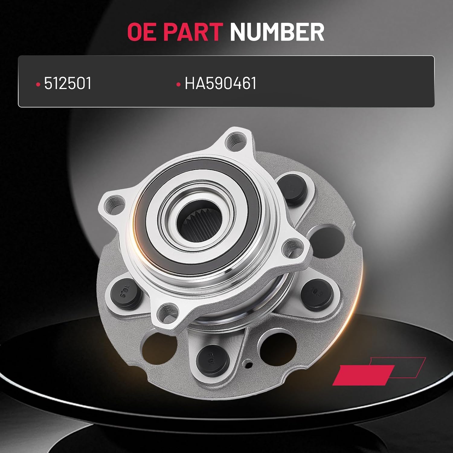 Close-up view of 512501 rear wheel hub bearing with M12 x 1.25 studs