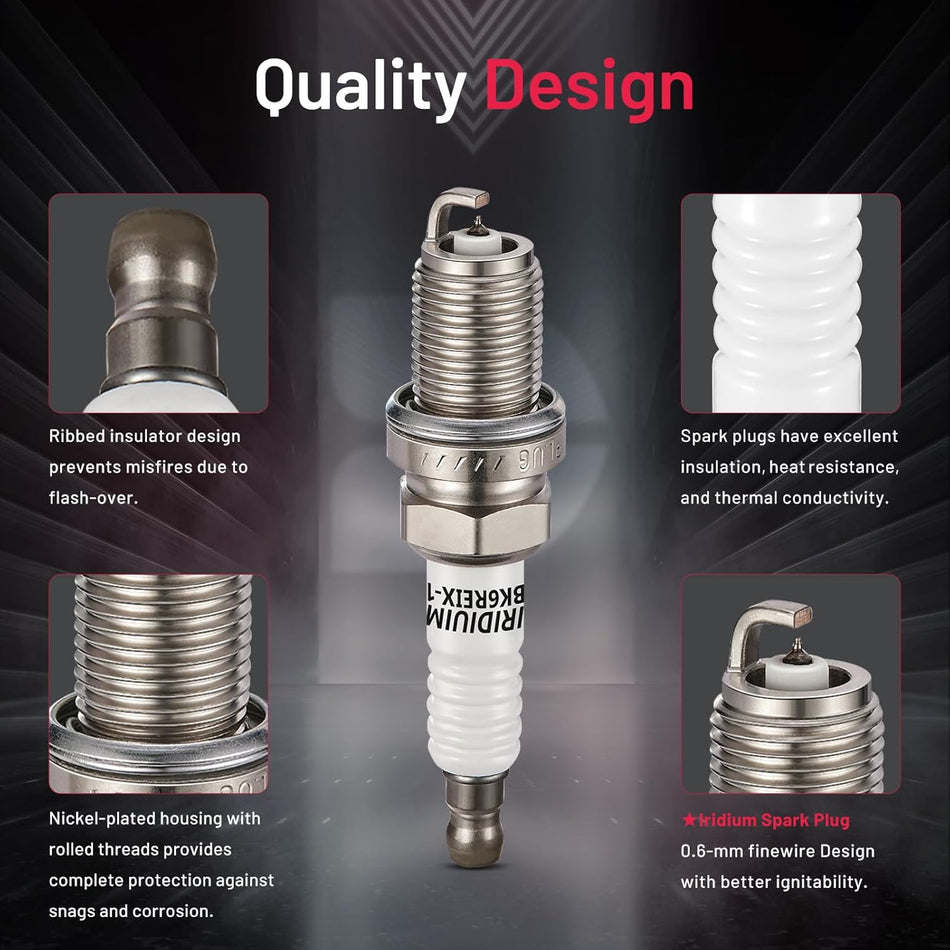 BDFHYK Set of 6 Iridium Spark Plug Compatible with Dodge Nitro Ram 1500 Dakota, Compatible with Jeep Commander Liberty Grand Cherokee,Raider,3.7L 4.7L V6 V8,Engine Replacement for 4504 PK20TT
