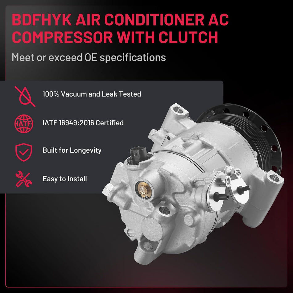 BDFHYK A/C Compressor 98395 For Dodge Caliber 2007-2009, Caliber 2008, Jeep Compass/Patriot 2007-2008, Replace# 5058228AE