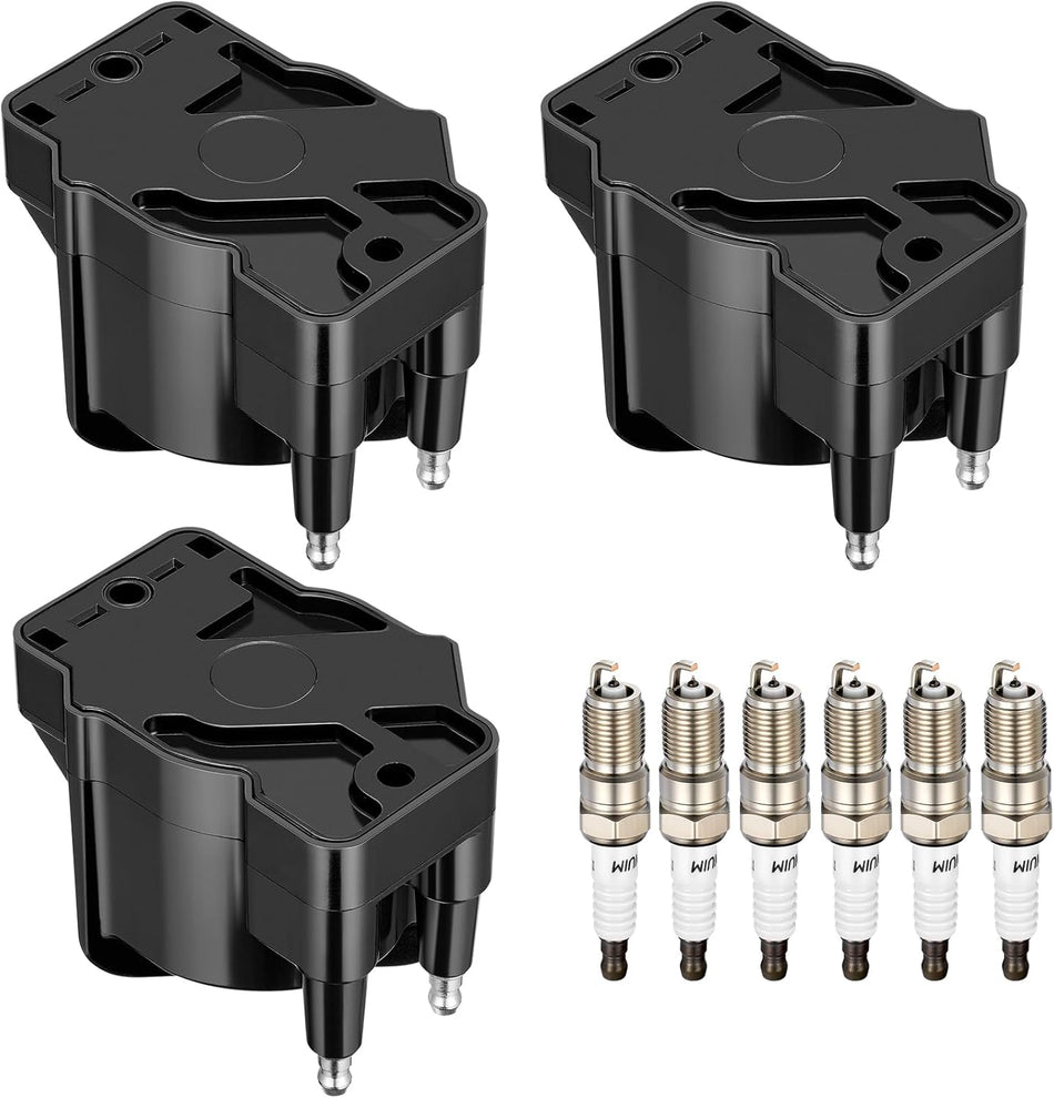 BDFHYK 3PCS Ignition Coil Pack D555 and 6PCS Iridium Spark Plugs 3951 Compatible with Buick Allure LaCrosse LeSabre Park Avenue, Compatible with Chevy Camaro Impala Monte Carlo,Bonneville 3.8L V6