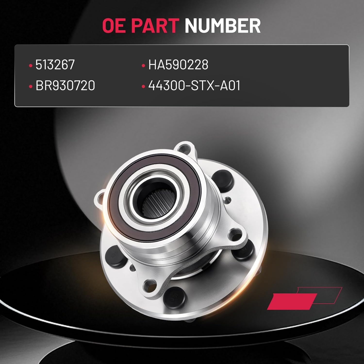 Close-up view of 513267 front wheel hub bearing mounting detail