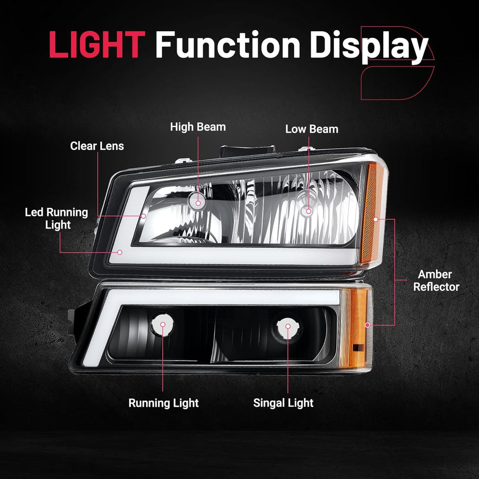 BDFHYK LED Headlight Assembly for 1999-2002 Chevy Silverado & 2000-2006 Tahoe Suburban