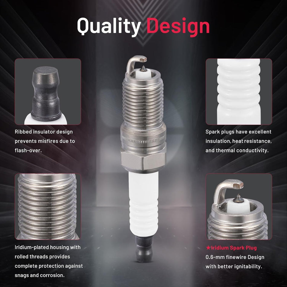 BDFHYK 97287 Iridium Spark Plugs Compatible with Chevy Malibu Cavalier Escape Mustang Taurus Ranger Escort E-Series for Buick Skylark for Mercury Mariner C1500 Navigator, ITR5H13 XP104 Set of 8