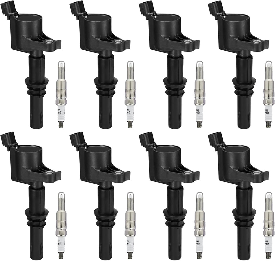 BDFHYK Ignition Coil Pack DG511 and Iridium Spark Plug SP515 SP546 Compatible with Ford F150 F250 2004-2008 Ford Mustang Expedition 2007 Lincoln Navigator Ford Coil Pack 5.4L Coil for FD508 Set of 8