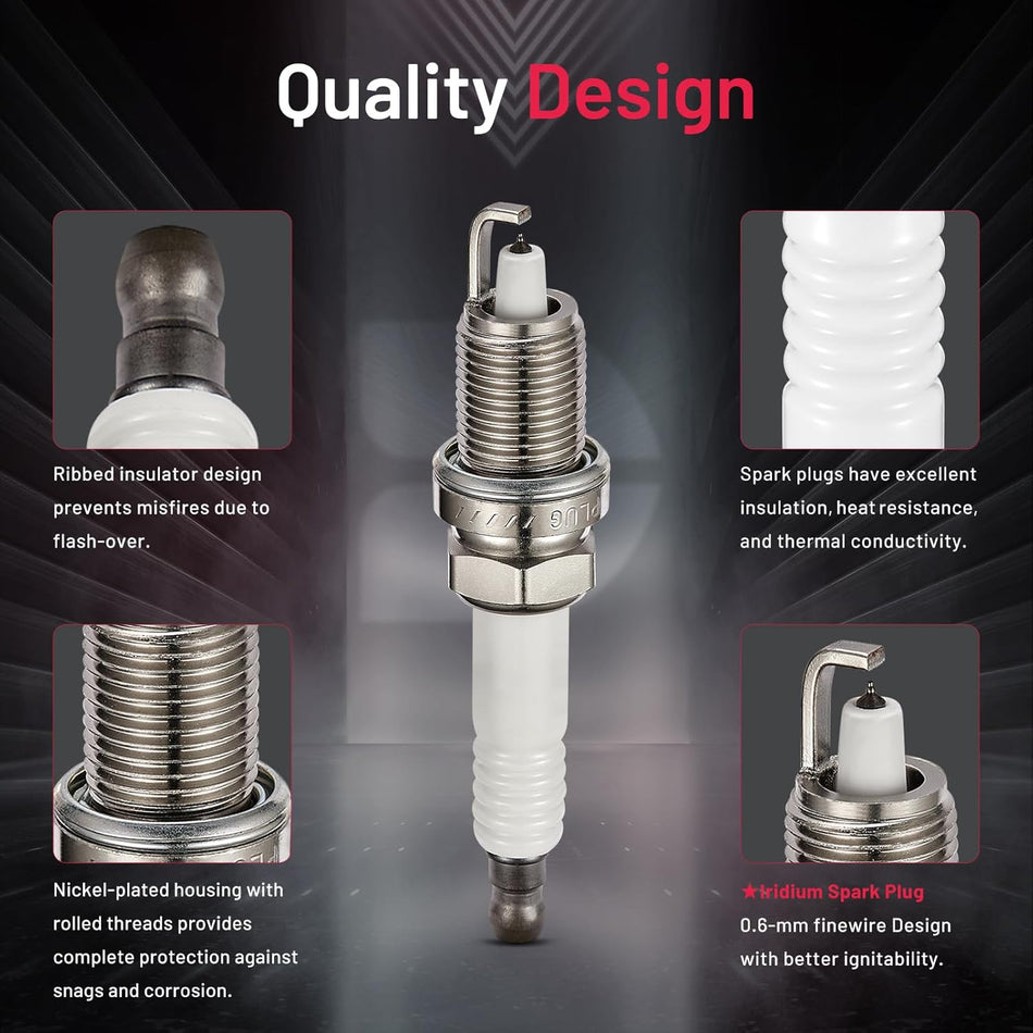 BDFHYK Set of 6 Iridium Spark Plug Compatible with Dodge Challenger Nitro Charger Journey, Compatible with Chrysler 300 Sebring Town & Country Pacifica,VW Routan,Replacement for 7781 ZFR5LP-13G