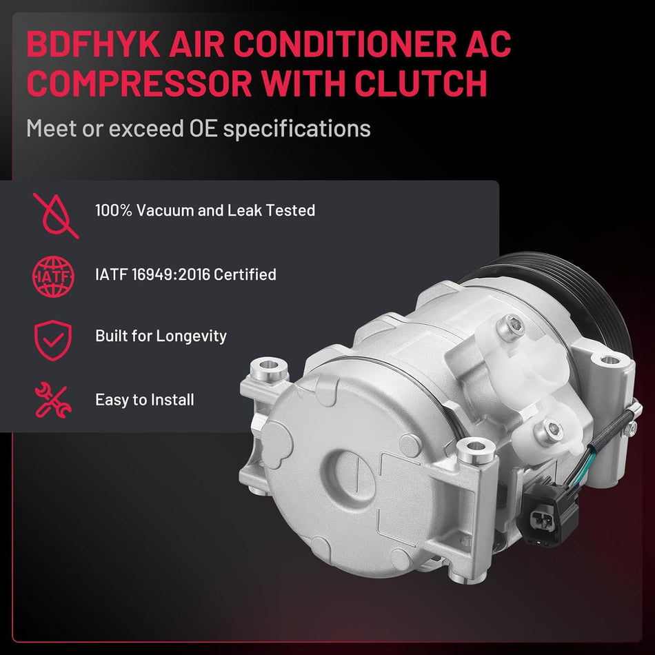 BDFHYK A/C Compressor 158313 For Buick Enclave V6 2008-2012 3.6L, Chevy Traverse 2009-2012 V6 3.6L