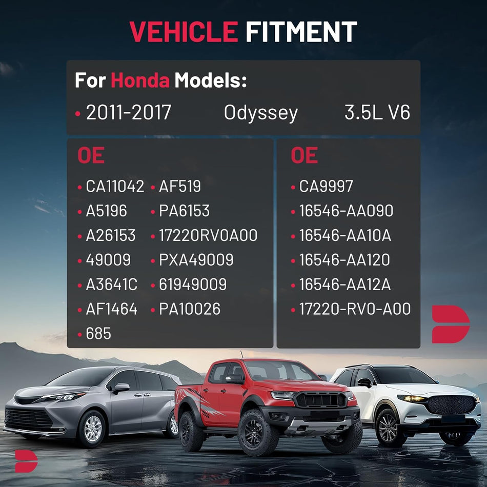 BDFHYK CA11042 Engine Air Filter Compatible with Honda Odyssey 2011-2017 V6 3.5L, Replace# 17220RV0A00 AF5196 PA10026