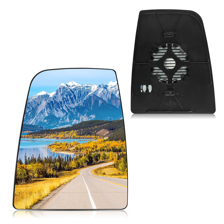BDFHYK Mirror Glass Compatible with Transit T150 T250 T350 2015-2022 Side View Heated Convex Mirror Glass with Backing Plate, Replaces CK4Z17K707B (Left Upper Side)