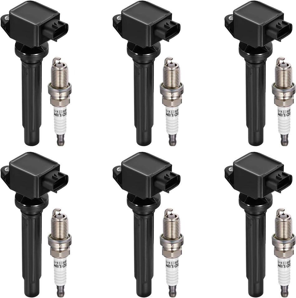 BDFHYK 6 Ignition Coil Pack UF562 and 6 Iridium Spark Plug 3764 Compatible with Suzuki 2006-2008 Grand Vitara 2.7L V6 Coil for 5C1785 E1062 52-2140 IC642 UF-562 3340065J00