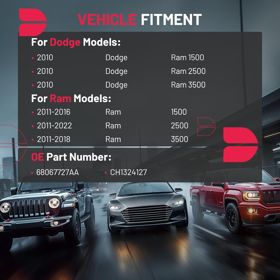 BDFHYK Mirror Glass Replacement Compatible with Dodge Ram 1500 2010, Compatible with Ram 1500 11-16, Side Exterior Mirror with Backing Plate, Replaces 68067727AA, Heated (Left Side)