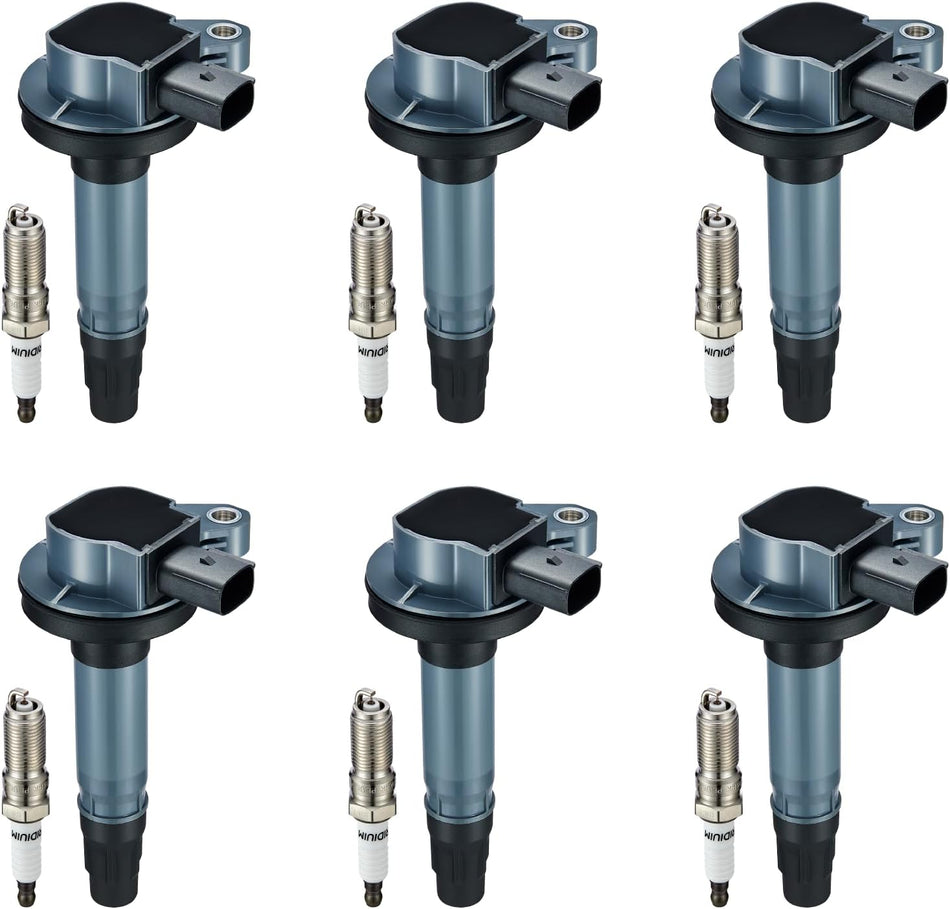 BDFHYK Ignition Coil Pack UF553 and Iridium Spark Plugs SP589 Compatible with Lincoln MKS MKT MKX MKZ 3.5L V6 3.7L V6, Sets of 6