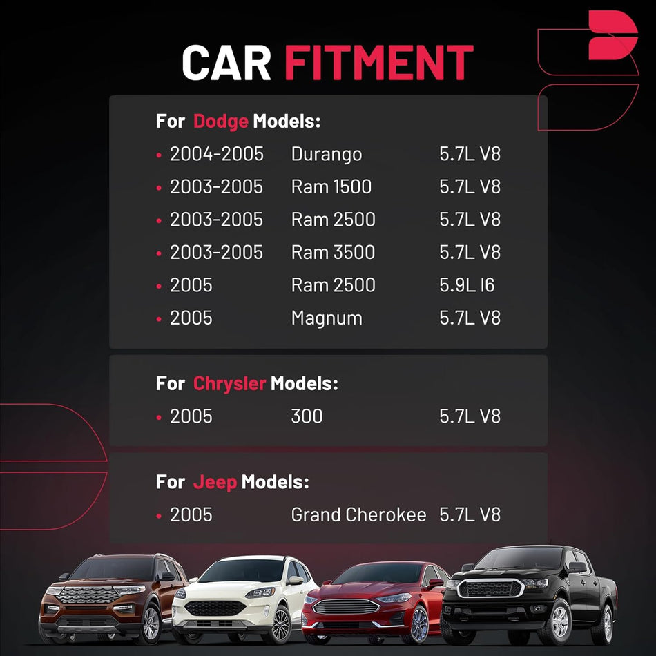 BDFHYK Ignition Coils Pack Compatible with Dodge Ram 1500 2500 3500,Compatible with Jeep Grand Cherokee, 300 Durango Magnum V8 l6 5.7L 5.9L Coil for 56028394AB UF378 E408 IC508 IC585 E1005 Set of 8