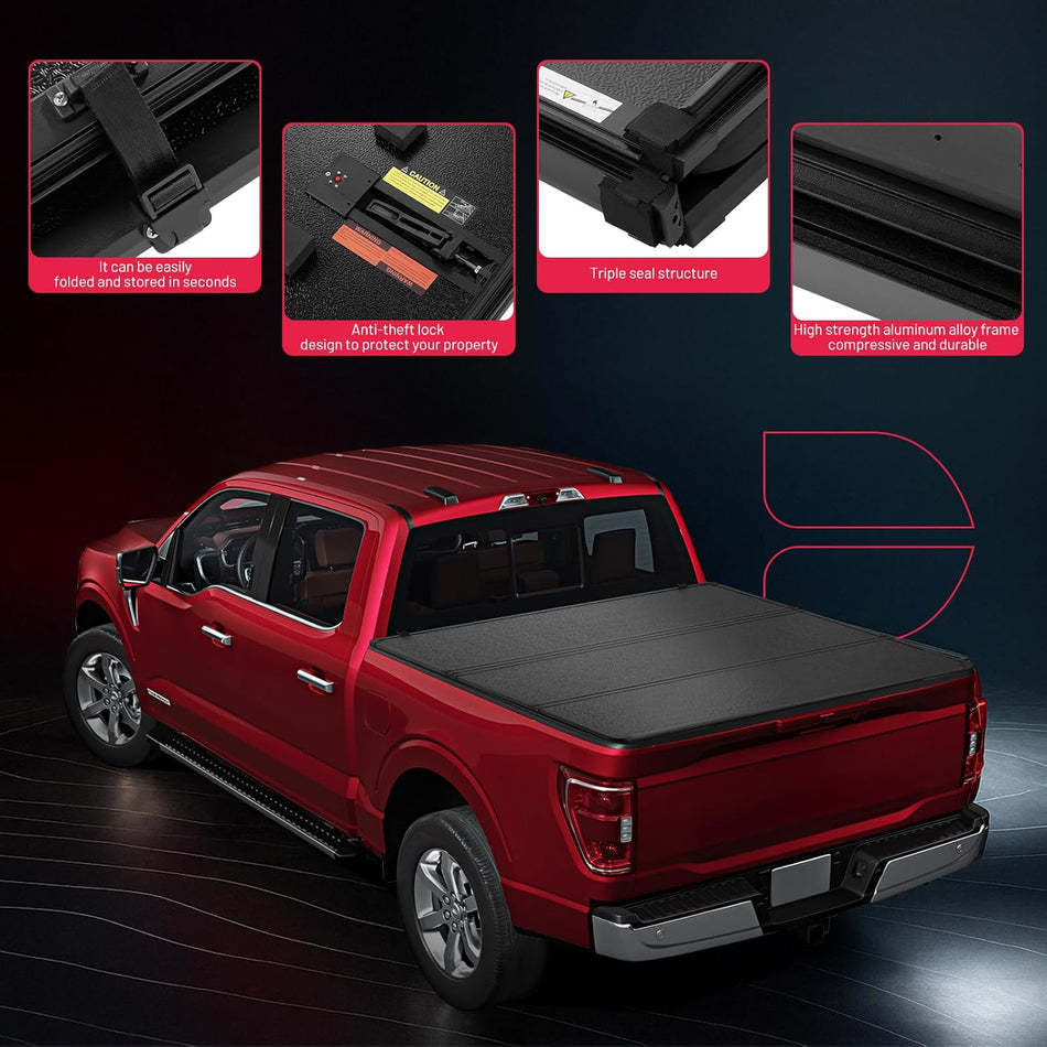 2009-2026 Ram 1500 5.7 FT Bed Hard Tri-Fold Tonneau Cover | BDFHYK