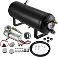 BDFHYK 1.5 Gallon Air Tank with Compressor,6 Ports with 1/4-Inch NPT Thread,150 PSI Rated for Air Suspension System,Air Brake System,Tire Inflation,and Truck & Train Horns