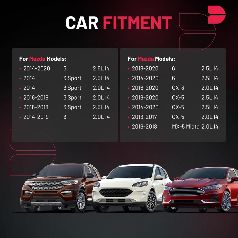 BDFHYK Ignition Coils UF656 and Iridium Spark Plug 93501 Compatible with Mazda 3 Sport 6 CX-3 CX-5 CX-9 MX-5 Miata l4 2.0L 2.5L Replaces GN10625 C-857 LKAR7BIX-11S C1837 5C1894 PE0118100A Set of 4