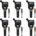 BDFHYK Ignition Coils UF497+Iridium Spark Plug 5019 Fits GMC Envoy XL,Chevrolet,Trailblazer EXT,Buick Rainier,4.2L L6,Set of 6