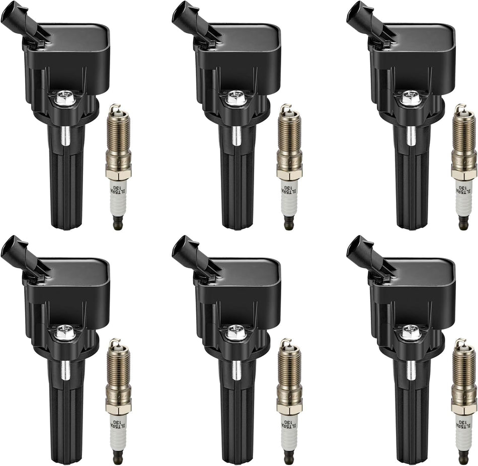 BDFHYK Ignition Coils UF497 and Iridium Spark Plug 5019 Compatible with GMC Envoy XL Chevrolet Trailblazer EXT Saab 9-7x Buick Rainier Isuzu Ascender l6 4.2L Replaces C741 GN10454 AP5364 Set of 6