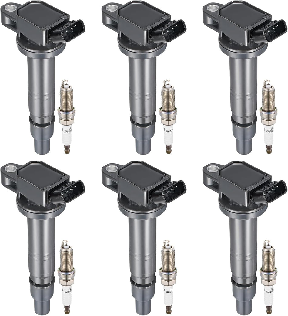 BDFHYK 6 Ignition Coil Pack UF495 and 6 Iridium Spark Plug 6176 Compatible with Toyota Tacoma Tundra 4Runner FJ Cruiser V6 4.0L 2005 2006 2007 2008 2009 2010 2011 2012 2013 2014 Coil for 5C1419 C1426