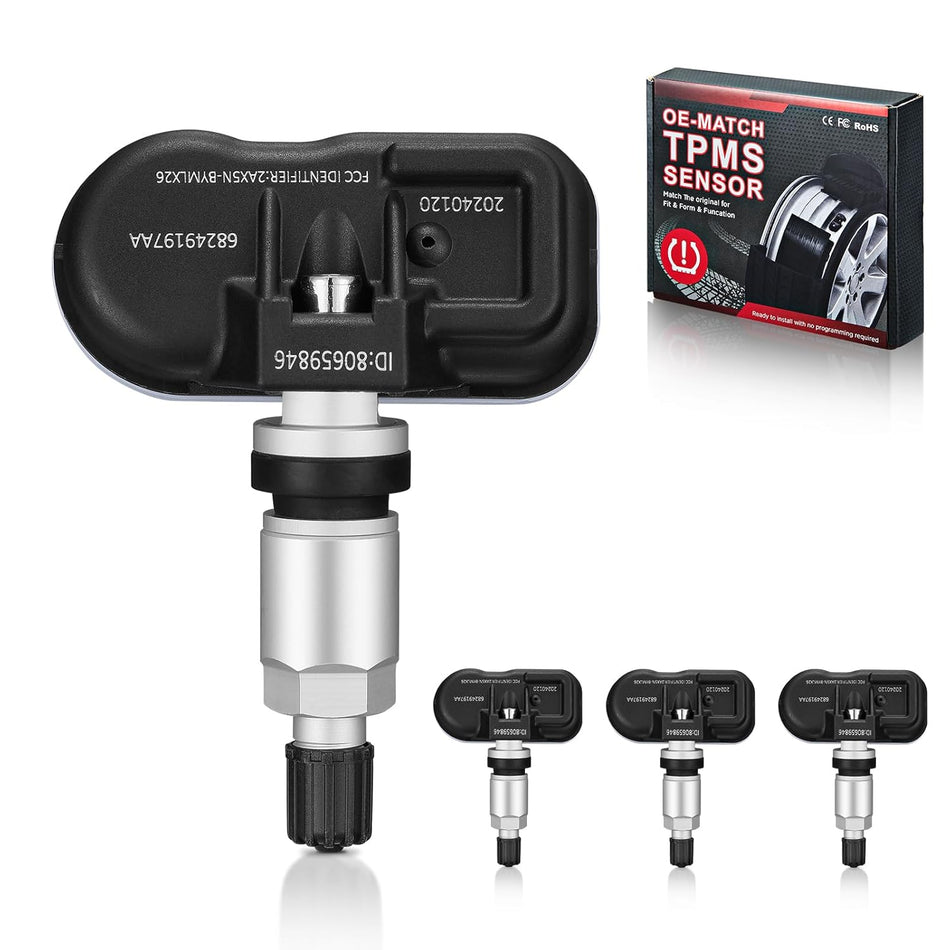 BDFHYK 68249197AA 434MHz Tire Pressure Monitoring System TPMS Sensors Compatible with Jeep Cherokee(KL) 2016-2019, 2014-2022 RAM 1500 (DS DX(5-Lug) RAM 2500 3500 4500 5500