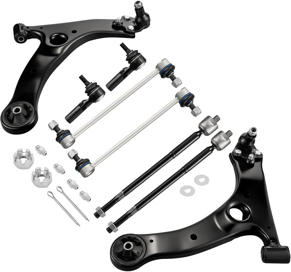 BDFHYK 10PCS Front Steering & Suspension Kit Control Arms with Tie Rod and Sway Bar Compatible with Toyota Corolla 2004-2018 Replace K623676, K623677