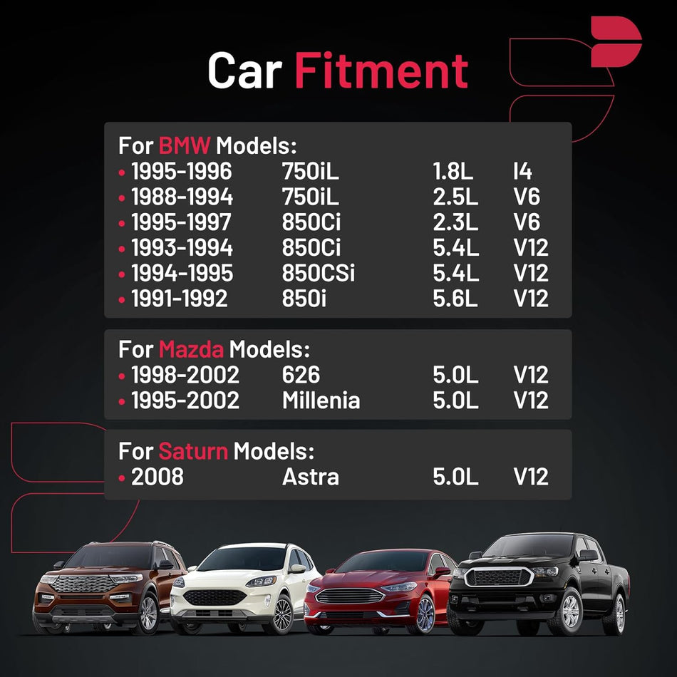 BDFHYK 7558 Iridium Spark Plugs Compatible with Mazda 626 Millenia for BMW 750iL 850Ci 850CSi 850i for Saturn Astra 1.8L 2.3L 2.5L 5.0L 5.4L 5.6L L4 V6 V12 Replacement for ZFR5F Set of 4