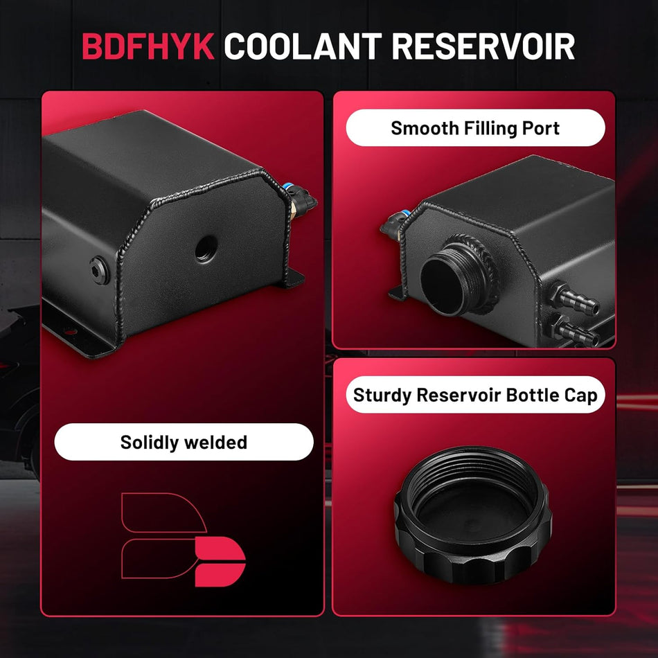 BDFHYK Coolant Overflow Reservoir Tank 1L Expansion Catch Can Universal Radiator Reservoir Polished Aluminum Black