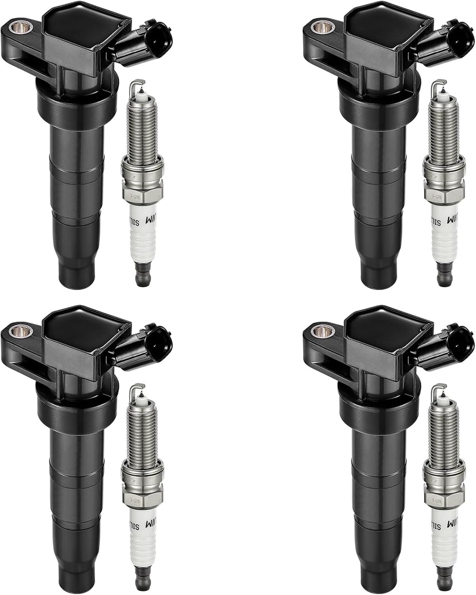 BDFHYK Ignition Coils UF611 and Iridium Spark Plug XP6203 Compatible with Hyundai Equus Genesis Sonata Tucson Kia Borrego K900 Optima Sorento V8 l4 2.4L 4.6L 5.0L Replaces C1667 5C1724 E1111 Set of 4