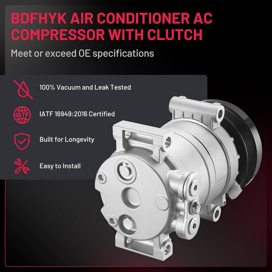 BDFHYK A/C Compressor 58950 For Chevry Silverado, Blazer, C1500, C1500 Suburban, C2500, C3500, K1500, K2500, K3500, Sonora, Tahoe, GMC Jimmy/Sonoma/Yukon