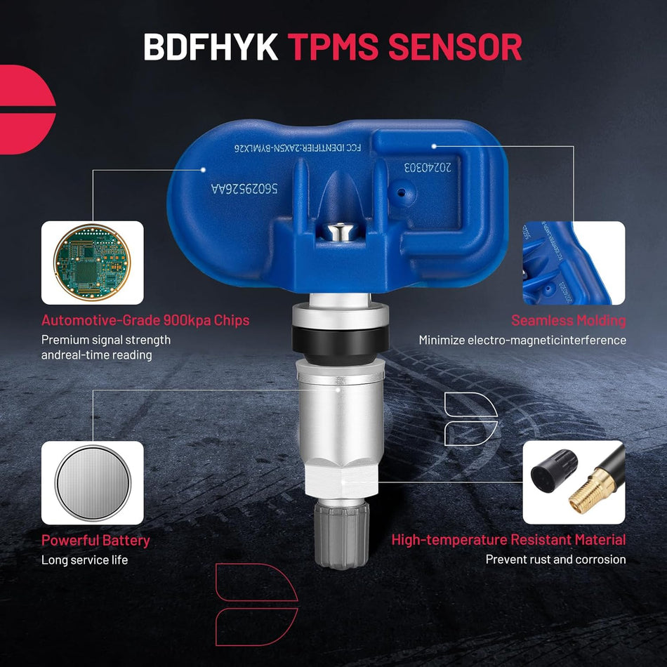 BDFHYK 315MHz TPMS Sensor 4PCS – Blue, Compatible with Jeep, Chrysler, Dodge, Mitsubishi, Suzuki