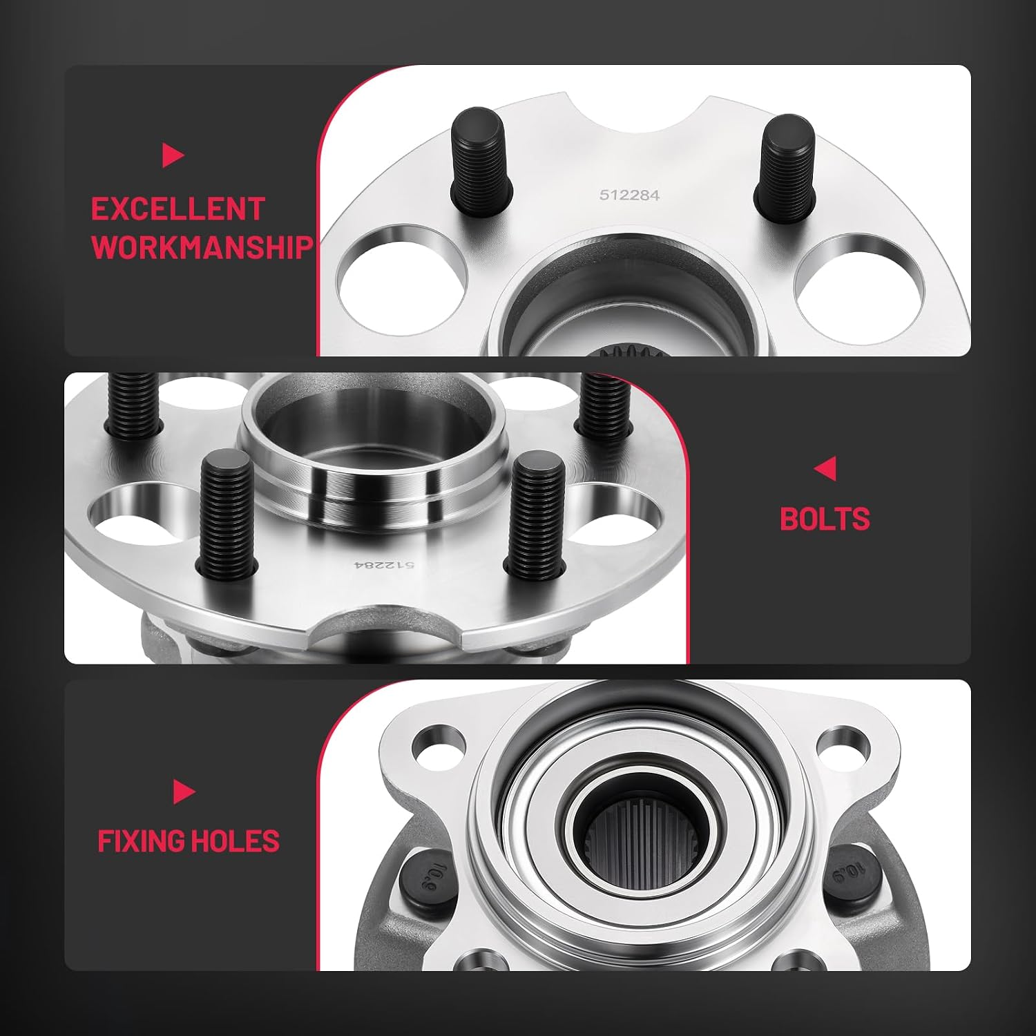 BDFHYK 512284 rear wheel bearing replacement part with GCr15 and 65Mn steel design