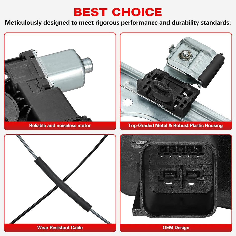 751-724 Car Vehicles Power Window Regulator for Automotive with Motor Front Left Driver Side for Cadillac Escalade, for Chevy Cheyenne Silverado Suburban Tahoe