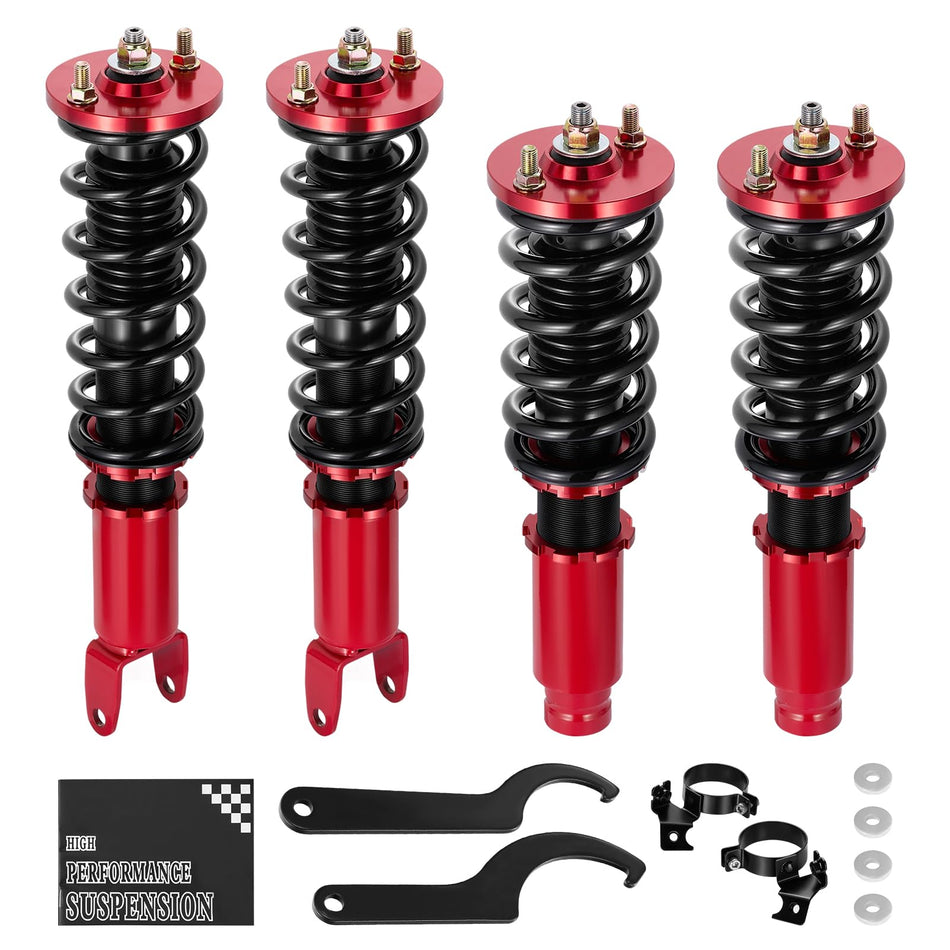 BDFHYK Coilovers Compatible with Honda 1988-2000 Civic/ 1988-1991 CRX, Compatible with Acura Integra 1990-2001 Shock Absorber Replacement 4 PCS, Adjustable Height Coilovers Suspension Kit Lowering Kit