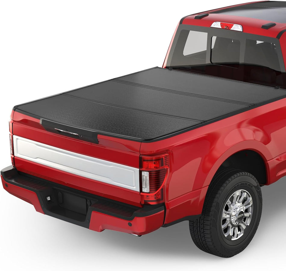 BDFHYK 6'8" Hard Tri-Fold Truck Bed Tonneau Cover Compatible with Ford F-250 F-350 Super Duty 1999-2025 6.8 FT (81.9") Box, Heavy-Duty Lock Cover w/Waterproof, Anti-UV, No-Drill, Anti-Theft