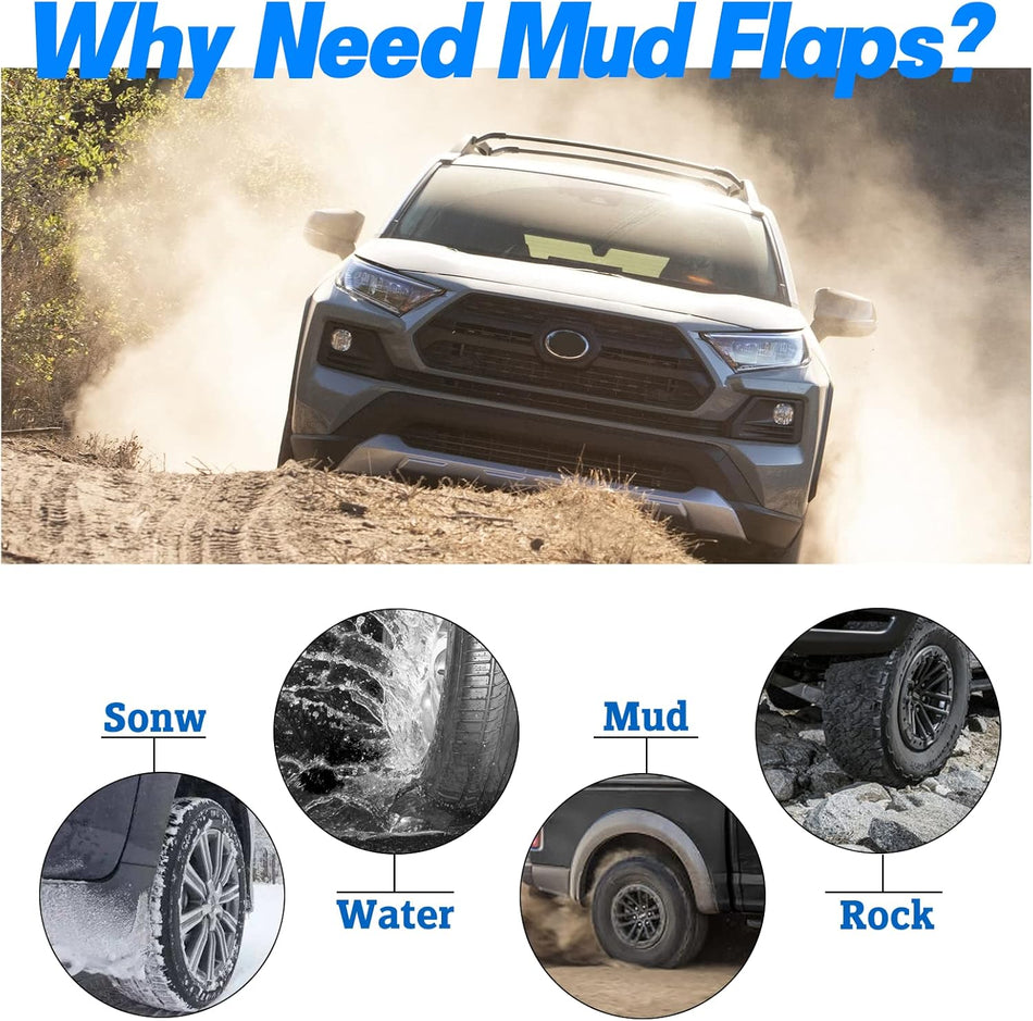Mud Flaps for Toyota RAV4 2006–2012, Front & Rear 4PCS, Without Fender Flares