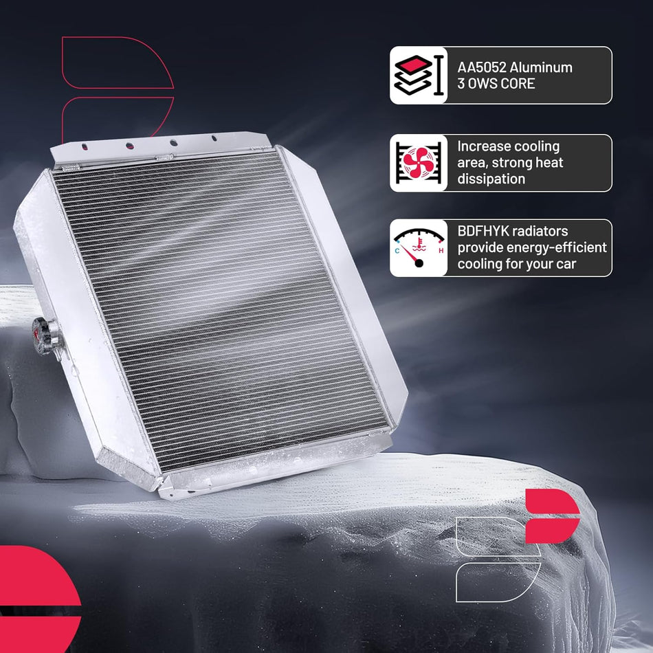 BDFHYK 3ROW-44mm CU433 Aluminum Radiator Compatible with for Ford Bronco 1978-1979,F-100 1968-1979,F-150 1975-1979,F-250 1968-1979,F-350 1968-1979,F-500 1976