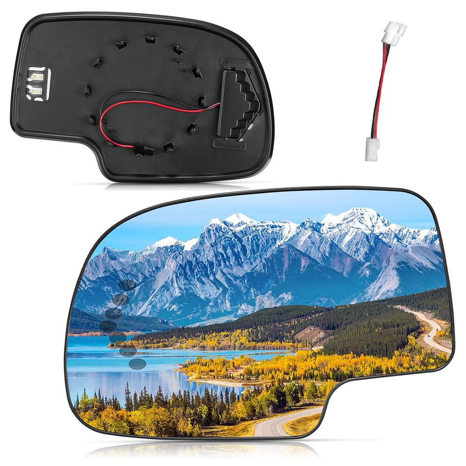 BDFHYK Mirror Glass Compatible with Silverado Suburban Tahoe Sierra Yukon 1500 Avalanche Escalade with Arrow Signal Exterior Mirror, Replaces 88944391, Heated (Left Side)